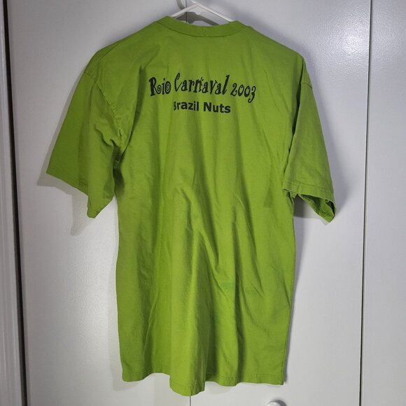VTG 2003 y2K RIO CARNAVAL Brazil Nuts T Shirt Green Souvenir Travel Graphic T - Picture 2 of 11